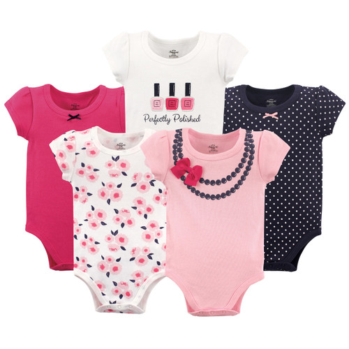 Little Treasure Cotton Bodysuits, Bow Necklace