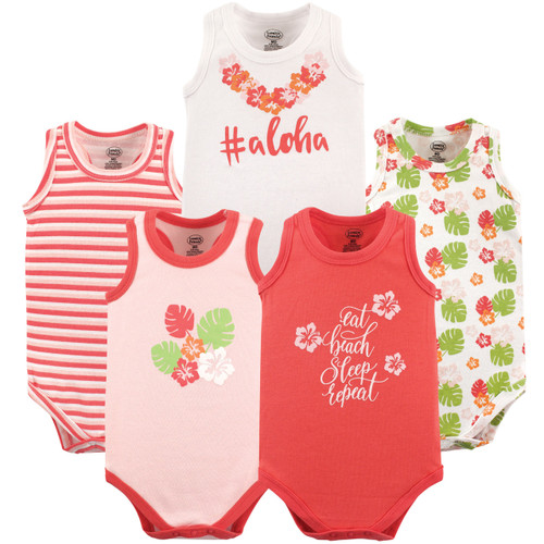 Luvable Friends Cotton Sleeveless Bodysuits, #Aloha