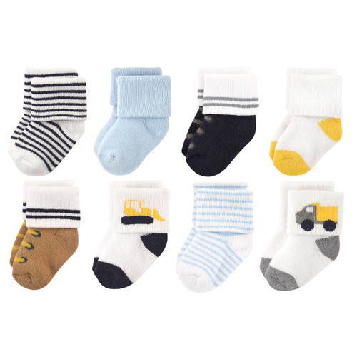 Luvable Friends Boy Socks, 8-Pack, Bulldozer