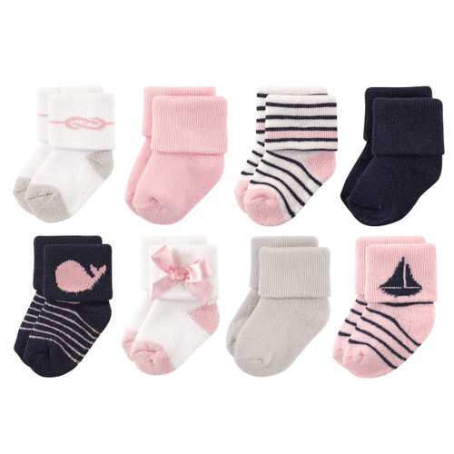 Luvable Friends Girl Socks, 8-Pack, Girl Sailboat
