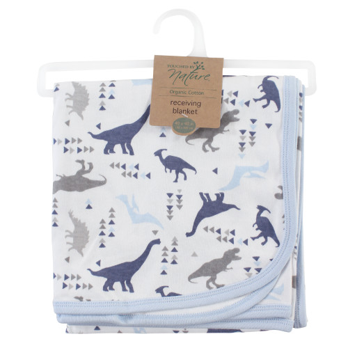Touched by Nature Organic Cotton Swaddle, Receiving and Multi-purpose Blanket, Dino