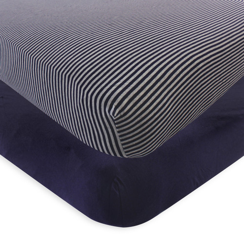 Waterproof Crib Sheets for Standard Crib Mattress 2 Pack Navy Blue Crib Sheets