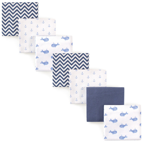 Hudson Baby Cotton Flannel Receiving Blankets Bundle, Blue Whale