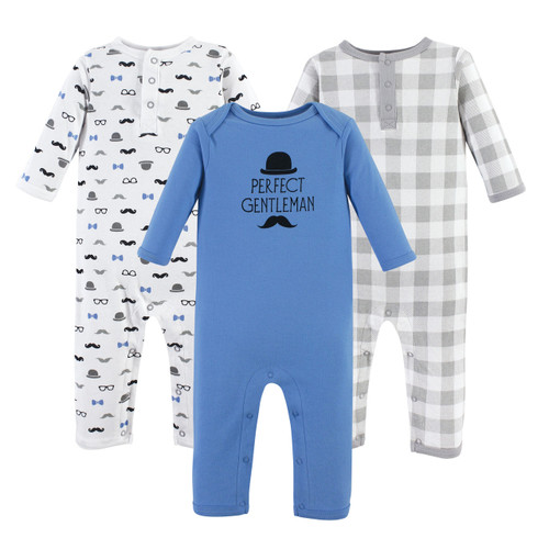 Hudson Baby Boy Baby Union Suits/Coveralls, 3-Pack, Gentleman