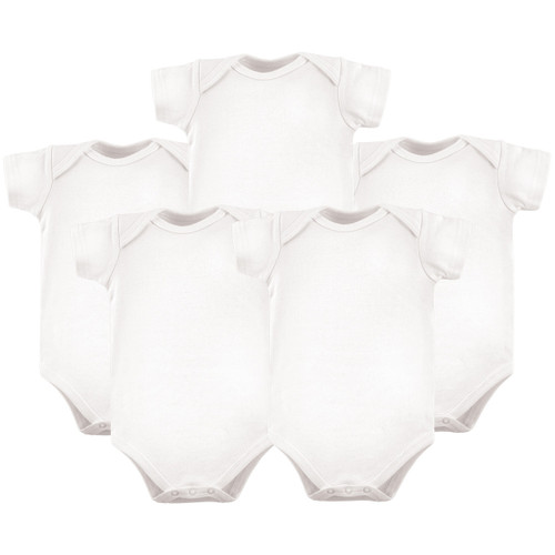 Hudson Baby Cotton Bodysuits 5-Pack, White