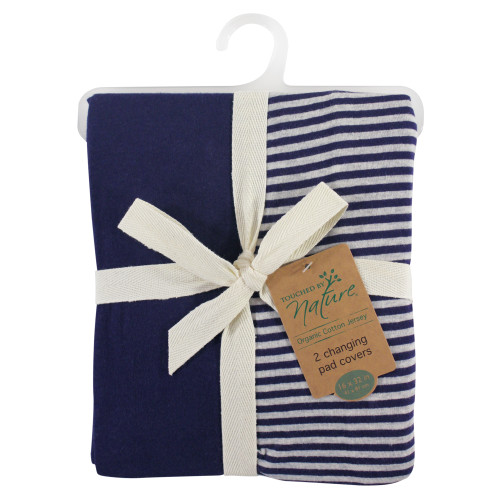 Touched by Nature Organic Cotton Changing Pad Cover, Navy Heather Gray