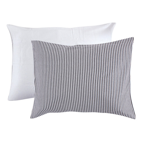 Touched By Nature Organic Cotton Envelope Toddler Pillow Case, 2-Pack, White and Gray Stripe