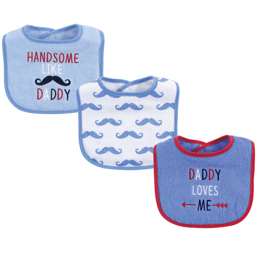 Luvable Friends Boy Drooler Bib, 3-Pack, Boy Daddy