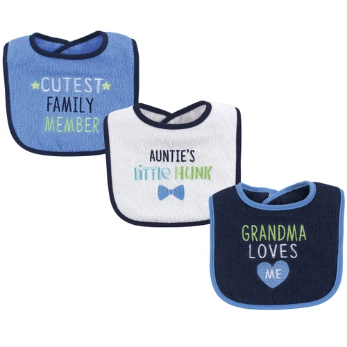 Luvable Friends Cotton Drooler Bibs with Fiber Filling, Boy Family