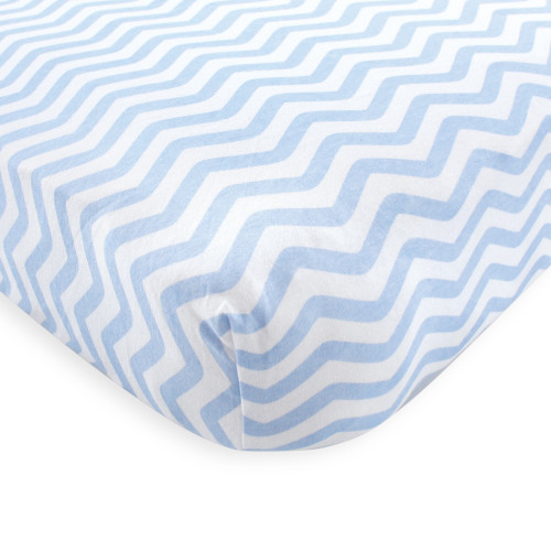 Luvable Friends Fitted Crib Sheet, Blue Chevron Stars