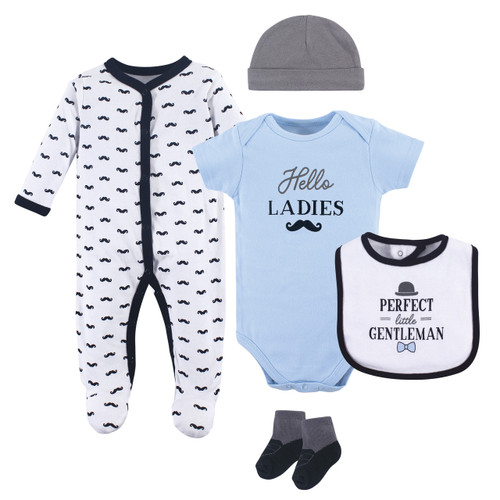 Hudson Baby Cotton Layette Set, Blue Little Gentleman