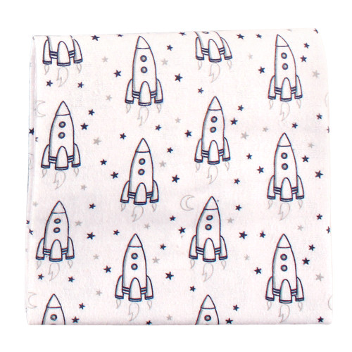 Hudson Baby Cotton Flannel Receiving Blankets Bundle, Rocket Ship