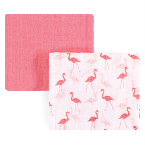 Yoga Sprout Girl Muslin Swaddle Blankets, 2-Pack, Flamingo