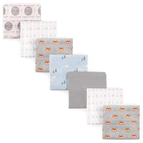 Luvable Friends Cotton Flannel Receiving Blankets, Wild & Free