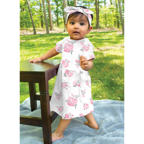 Hudson Baby Cotton and Synthetic Headbands, Pink Floral