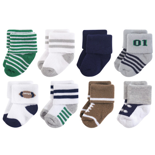 Little Treasure Newborn Socks, Football 8-Pack
