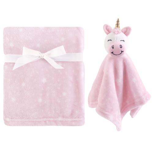 Hudson Baby Girl Plush Blanket and Security Blanket, 2-Piece Set, Unicorn