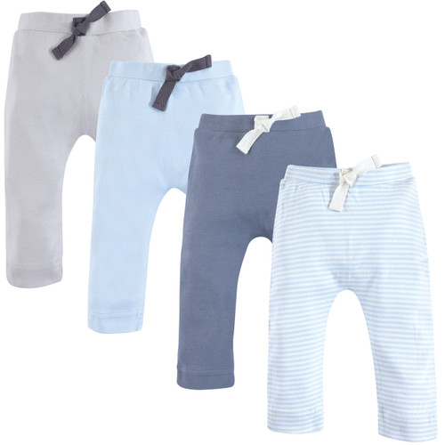 Touched By Nature Boy Organic Harem Pants, 4-Pack, Light Blue Gray