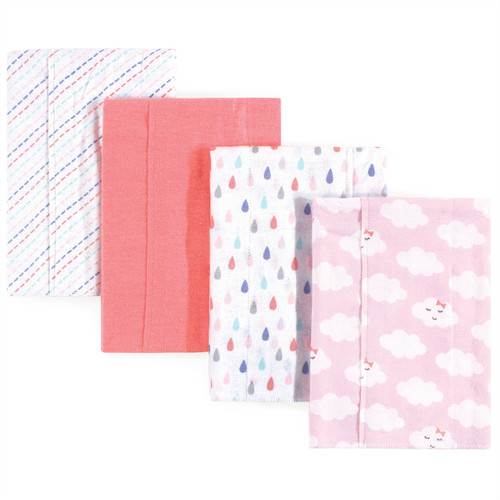 Luvable Friends Cotton Flannel Burp Cloths, Girl Clouds