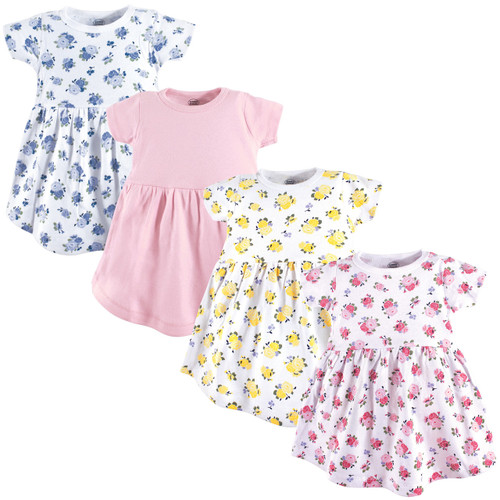 Luvable Friends Girl Toddler Cotton Dress, 4-Pack, Floral