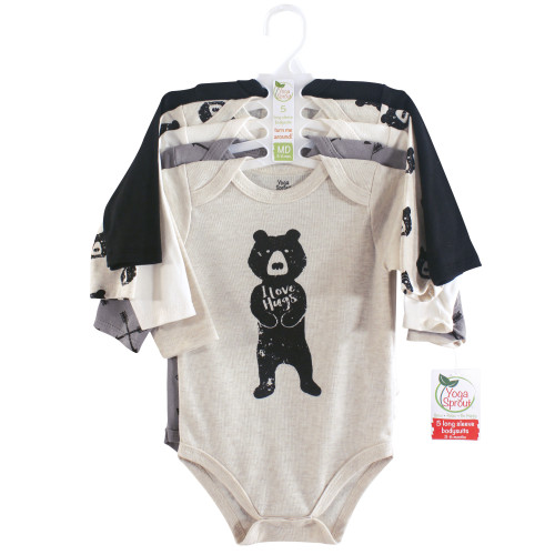 Yoga Sprout Cotton Bodysuits, Bear Hugs Long-Sleeve
