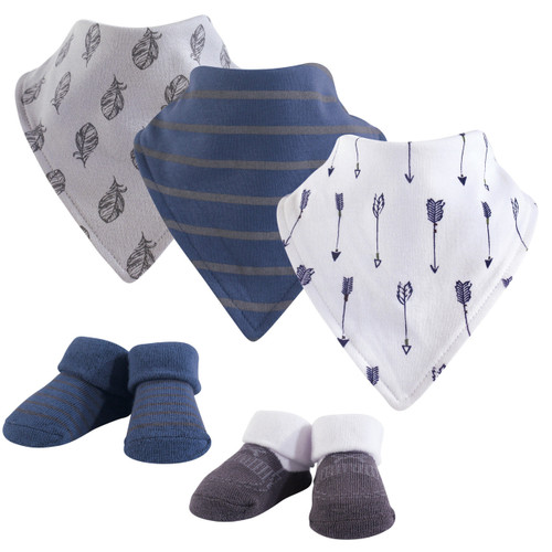 Yoga Sprout Boy Bandana Bib & Socks, 5-Piece Set, Arrows