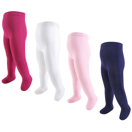 Touched By Nature Girl Organic Cotton Tights, 4-Pack, Navy and Pink