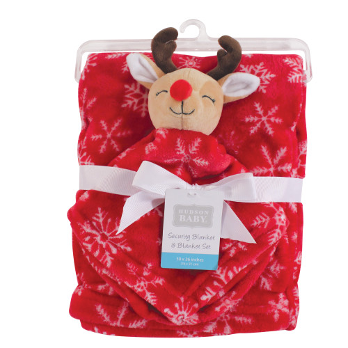 Hudson Baby Plush Blanket with Security Blanket, Reindeer