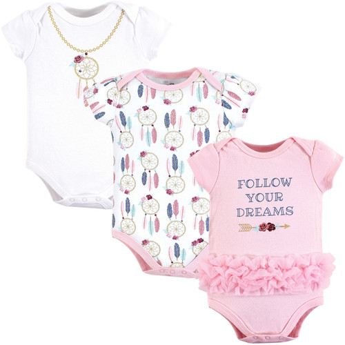 Little Treasure Girl Cotton Bodysuits, 3-Pack, Dream Catcher