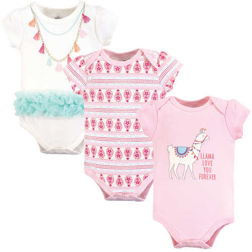 Little Treasure Girl Cotton Bodysuits, 3-Pack, Llama