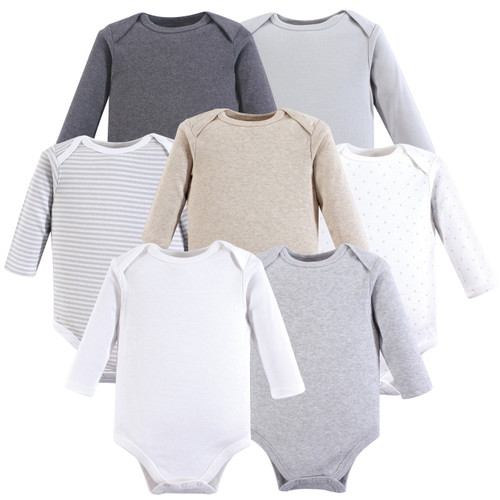 Hudson Baby Long Sleeve Bodysuits, 7Pack, Boy Basics Baby and