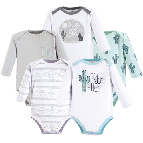 Yoga Sprout Boy Long Sleeve Bodysuits, 5-Pack, Free Hugs