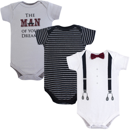 Little Treasure Boy Cotton Bodysuits, 3-Pack, Man of Your Dreams