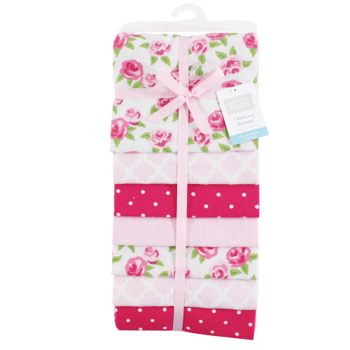 Hudson Baby Cotton Flannel Receiving Blankets Bundle, Rose