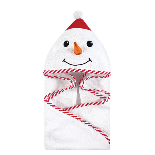 Hudson Baby Boy and Girl Animal Face Hooded Towel, Snowman