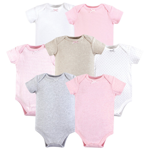 Hudson Baby Girl Bodysuits, 7-Pack, Girl Basics