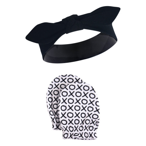 Hudson Baby Cotton Headband and Scratch Mitten Set, Xoxo