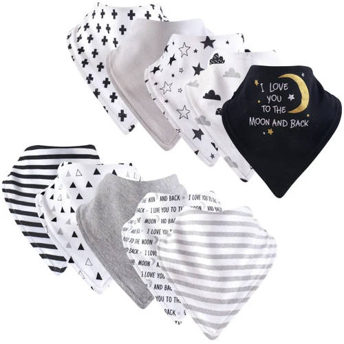 Hudson Baby Cotton Bandana Bibs, Moon And Back