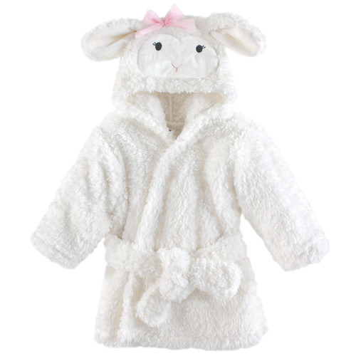 Hudson Baby Girl Plush Bathrobe, Girl Lamb, 0-9 Months