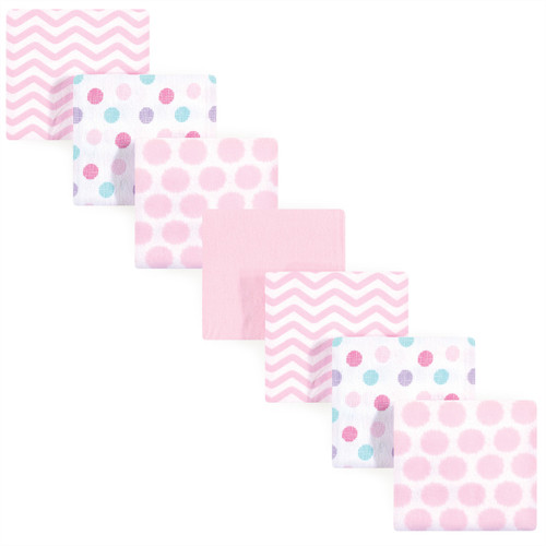 Luvable Friends Cotton Flannel Receiving Blankets, Pink Dots 7-Pack
