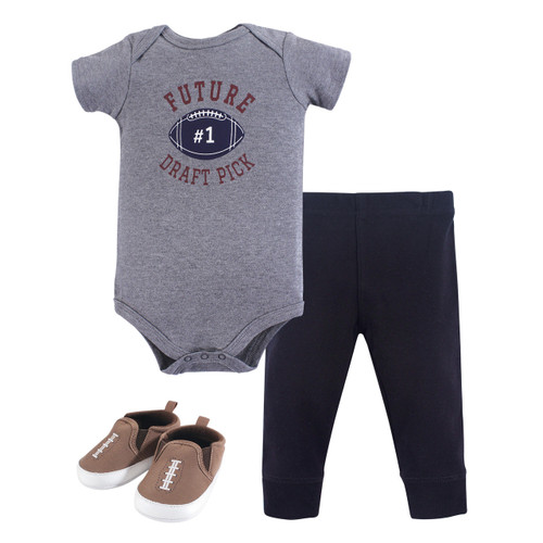 Hudson Baby Boy Bodysuit, Pants and Shoe Set, 3-Piece Set, Football