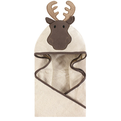 Hudson Baby Boy and Girl Animal Face Hooded Towel, Modern Moose