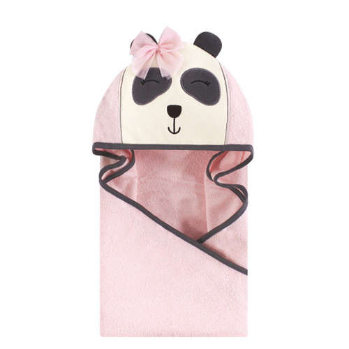 Hudson Baby Girl Animal Face Hooded Towel, Miss Panda