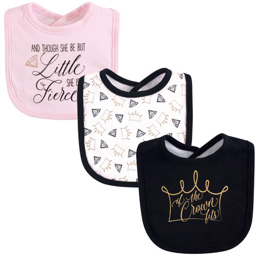 Yoga Sprout Girl Drooler Bibs, 3-Pack, Crown