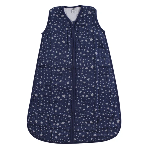 Hudson Baby Muslin Cotton Sleeveless Wearable Sleeping Bag, Sack, Blanket, Gray Navy Star