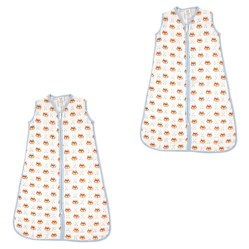 Luvable Friends Sleeveless Muslin Cotton Sleeping Bag, Sack, Blanket, Fox Muslin 2-Pack