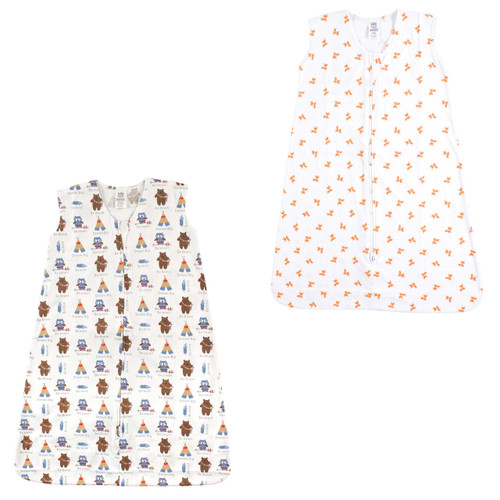 Luvable Friends Sleeveless Jersey Cotton Sleeping Bag, Sack, Blanket, Be Brave Fox Jersey 2-Pack