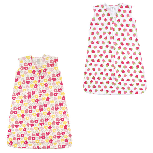 Luvable Friends Sleeveless Jersey Cotton Sleeping Bag, Sack, Blanket, Flowers Strawberry 2-Pack