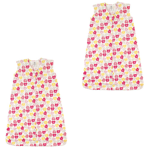 Luvable Friends Sleeveless Jersey Cotton Sleeping Bag, Sack, Blanket, Flowers Jersey 2-Pack