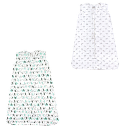 Luvable Friends Safe Sleep Wearable Cotton Sleeping Bag/Blanket, 2-Pack, Elephant and Gray Elephant